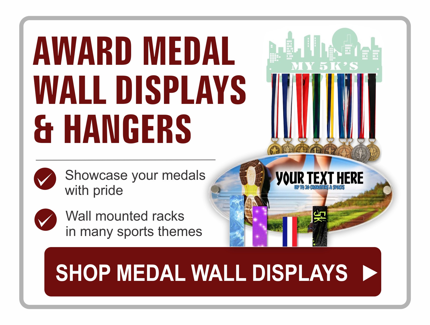 wall displays and racks for award medal presentation